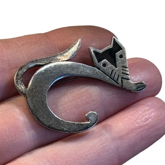 Taxco vintage TS-79 sterling silver 925 fancy cat brooch - Picture 3 of 4